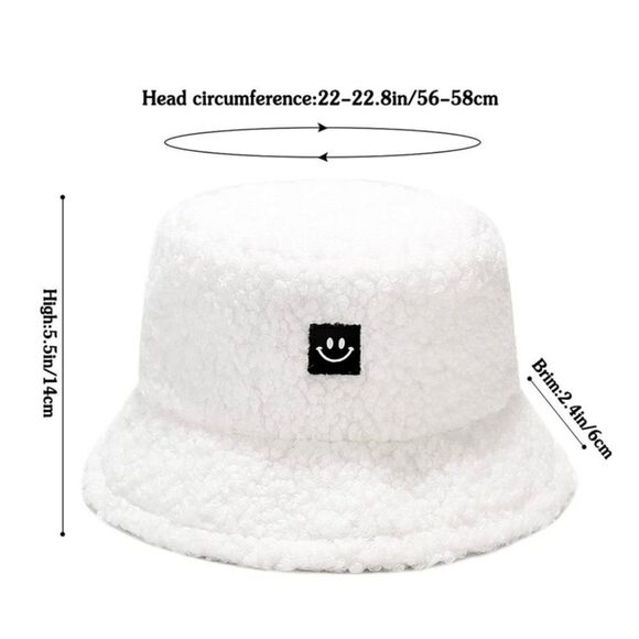 NWT Wool + Pepper Co. Fuzzy Smiley Bucket Hat - Picture 5 of 5